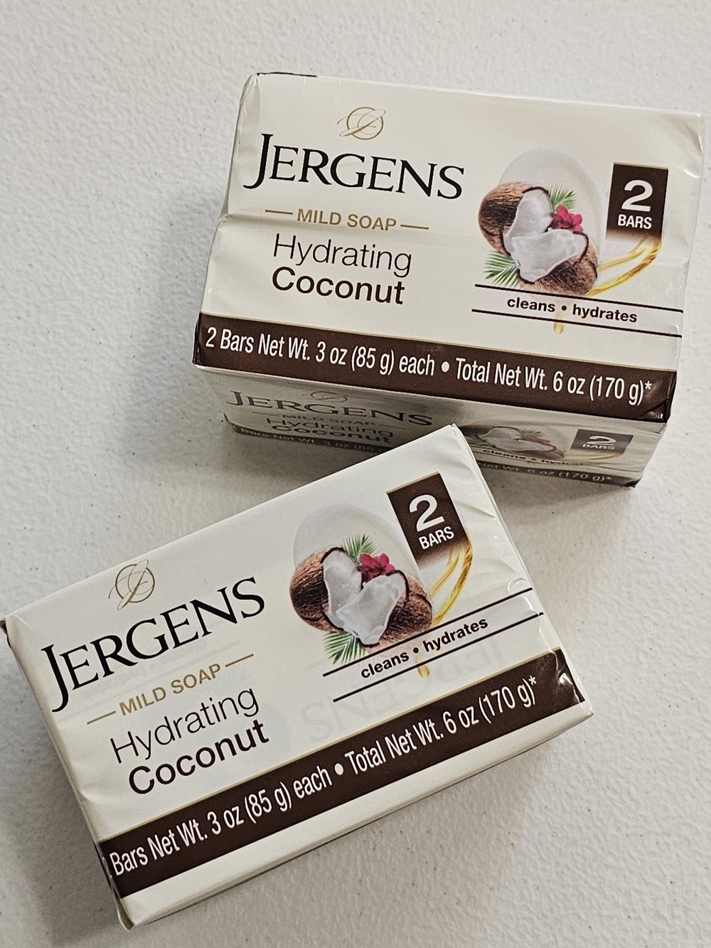 Hydrating Coconut Mild Soap - White/Cream with Brown Accent - 2 Packs